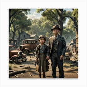 Bonnie and Clyde as children Canvas Print