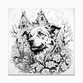 Dog In Front Of A House Canvas Print