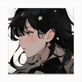 Anime Girl With Stars 3 Canvas Print