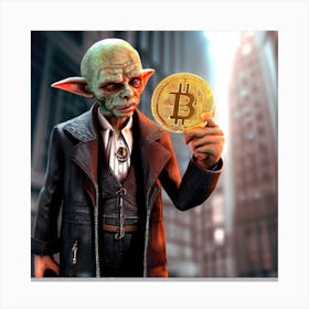 Creature Holding Bitcoin Canvas Print