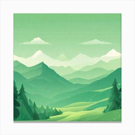 Misty mountains background in green tone 157 Canvas Print