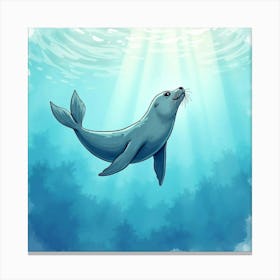 Seal In The Sea Canvas Print