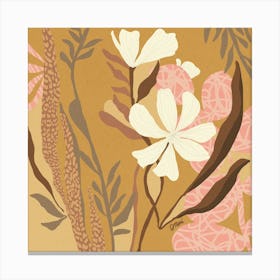 Abstract Flowers Tan Canvas Print