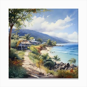 AI Lagoon Reverie: Abstract Caribbean Harmony Canvas Print