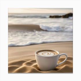 Coffee Cup On The Beach 12 Canvas Print