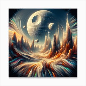 Death Star,a surrealistic painting of Star Wars planets Canvas Print
