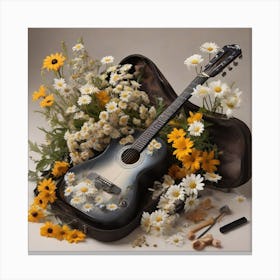 Flowers and a guitar 1 Canvas Print