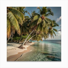 Palm Trees On The Beach Canvas Print