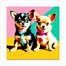 'Chihuahua Pups' , This Contemporary art brings POP Art and Flat Vector Art Together, Colorful, Home Decor, Kids Room Decor, Animal Art, Puppy Bank - 41 Canvas Print