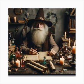 Wizard Sitting At Table Canvas Print