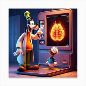 Donald Duck In The Brain Canvas Print