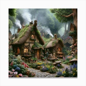 Fairy Village paintings art print 3 Canvas Print