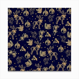 Christmas Pattern Gold December Happy Holidays Merry Christmas Winter Family Festive Gold New Year Canvas Print