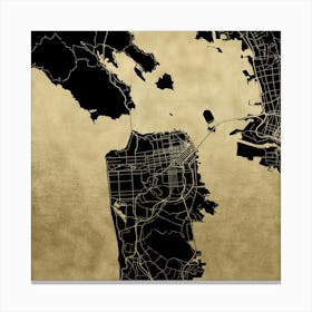 San Francisco Street Map Gold and Black Canvas Print