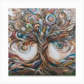 Abstract Tree Mural: This artwork is inspired by the beauty and diversity of trees in nature. The artwork is a large-scale mural, which is a painting or drawing that covers a wall or ceiling. The artwork uses abstract shapes and colors to create a dynamic and harmonious composition of different types of trees. The artwork also has a sense of depth and perspective, giving the impression of a forest landscape. This artwork is ideal for anyone who loves nature and art, and it can be placed in a hallway, library, or garden. 1 Canvas Print