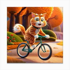 Cat Riding A Bike Canvas Print