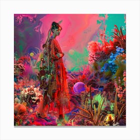 Girl In A Garden Canvas Print