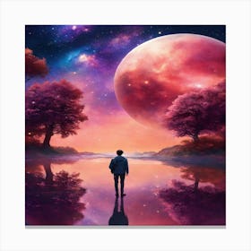 Moon And The Trees Canvas Print