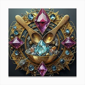 Logo made of gemstones extracted with a tablespoon. 1 Canvas Print