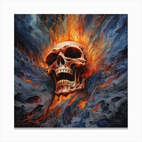 Skull In Flames 2 Canvas Print