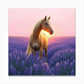 Horse In Lavender Field 5 Canvas Print