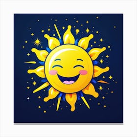 Lovely smiling sun on a blue gradient background 110 Canvas Print