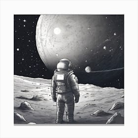 Astronaut On The Moon Canvas Print