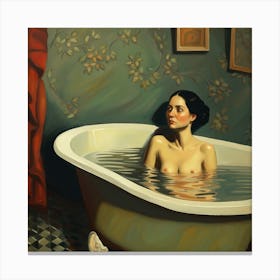 Woman In A Bathtub 1 Canvas Print