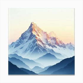 Watercolor Painting Of Towering, Snow Capped Mountains At Dawn S Light Canvas Print