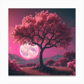 Pink Cherry Blossom Tree Canvas Print