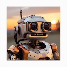 Robot At Sunset 1 Canvas Print