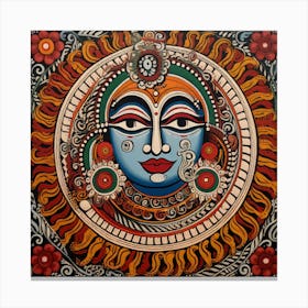 Lord Krishna By Rajesh Madhubani Painting Indian Traditional Style Canvas Print