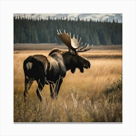 Moose In The Grass Canvas Print