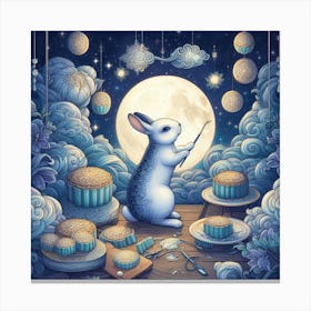 Bunny In The Moonlight Canvas Print