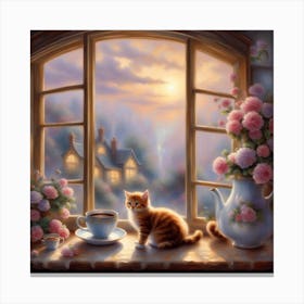 Cat At The Window Canvas Print