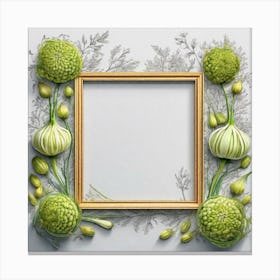 Frame With Green Vegetables Canvas Print