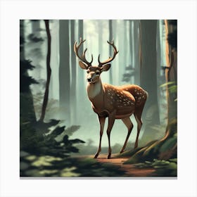 Deer In The Forest 38 Canvas Print