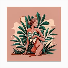 Bold Girl In The Jungle Canvas Print