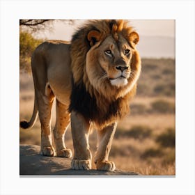Lion In The Savannah Canvas Print