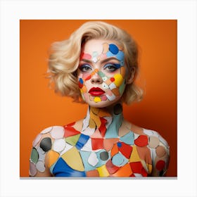 Beautiful Woman In Colorful Body Paint Canvas Print