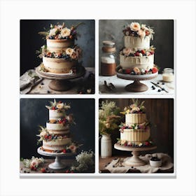 Four Wedding Cakes Canvas Print