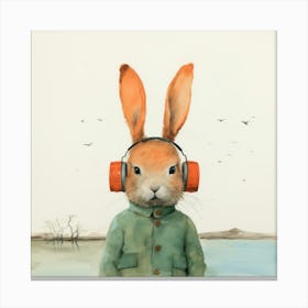 Rabbit With Headphones Canvas Print