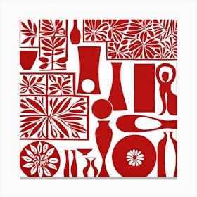Red Vase Matisse Cutout Canvas Print