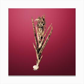 Gold Botanical Ferraria on Viva Magenta n.4236 Canvas Print