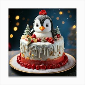 Firefly Adorable Penguin Themed Cake With Festive Wintry Accents 12007 (2) Canvas Print