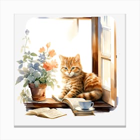 Cat On The Window Sill Canvas Print