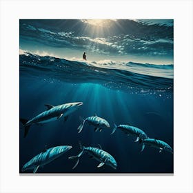 Default Into The Ocean Blue Art Print 0 Canvas Print