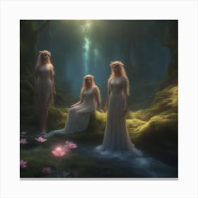 Three Fairies In The Forest Canvas Print