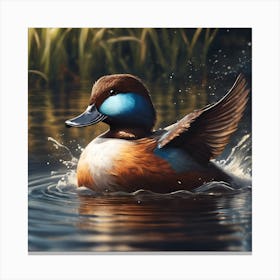 Splashing Ruddy Duck Canvas Print