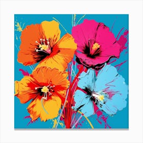 Andy Warhol Style Pop Art Flowers Veronica Flower 1 Square Canvas Print